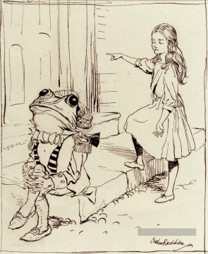 Alice et la grenouille Footman illustrateur Arthur Rackham Peinture décoratif